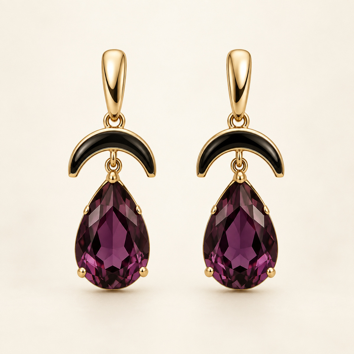 Amelie Amethyst Gold Earrings