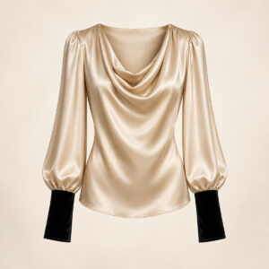 Solene Champagne Cowl Blouse