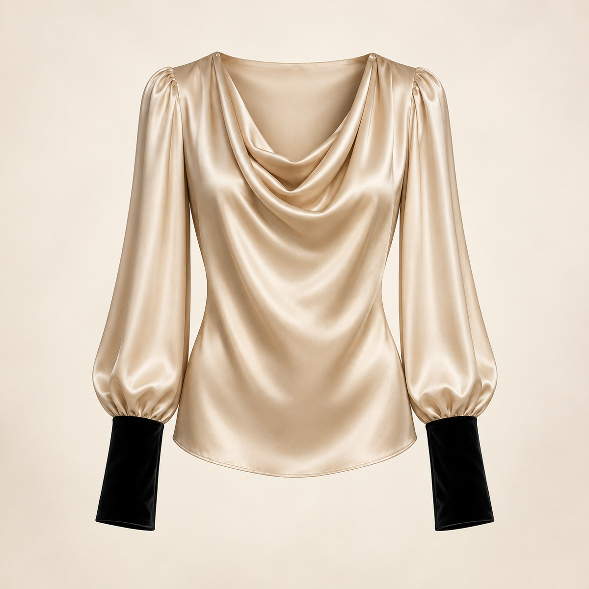 Solene Champagne Cowl Blouse