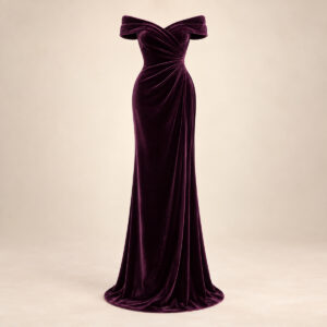 Veloura Aubergine Velvet Gown